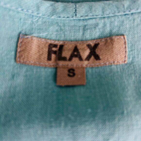 Flax Tunic Dress Size Small Linen Short‎ Sleeve Light Teal - Picture 8 of 10